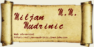 Miljan Mudrinić vizit kartica